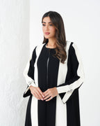 R175 Black And White Exclusive Designer Abaya Set Abaya for Women UAE – Abaya – Rutba Fashion Abaya