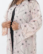 R176 Elegant Pink Dantel Summer wear Abaya Set Abaya for Women UAE – Abaya – Rutba Fashion Abaya