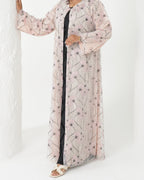 R176 Elegant Pink Dantel Summer wear Abaya Set Abaya for Women UAE – Abaya – Rutba Fashion Abaya