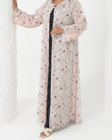 R176 Elegant  Pink Dantel Summer wear  Abaya Set