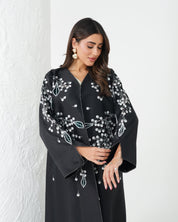 R180 Black Classic Designer Abaya Set Abaya for Women UAE – Abaya – Rutba Fashion Abaya