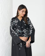 R180 Black Classic Designer Abaya Set Abaya for Women UAE – Abaya – Rutba Fashion Abaya