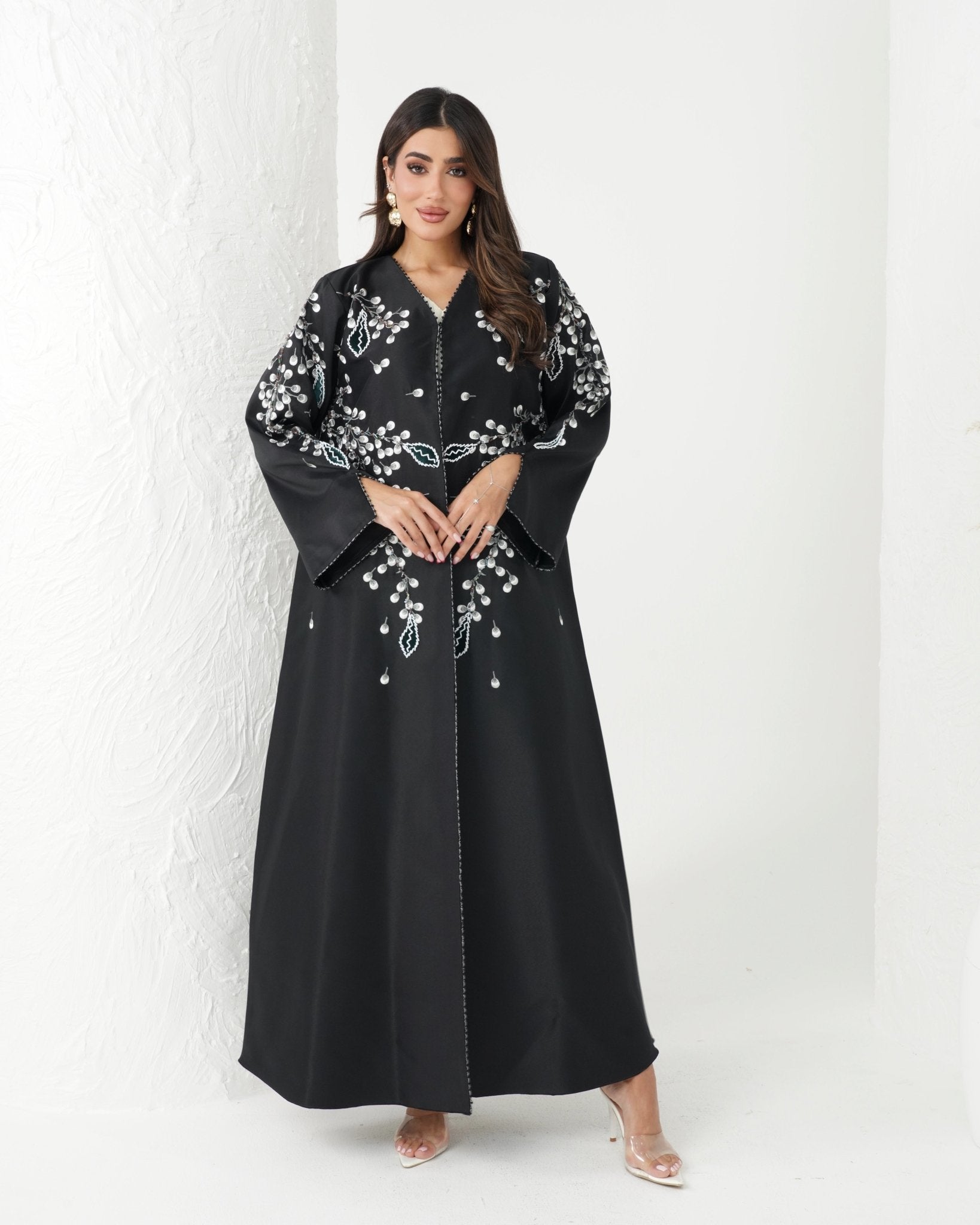 R180 Black Classic Designer Abaya Set Abaya for Women UAE – Abaya – Rutba Fashion Abaya