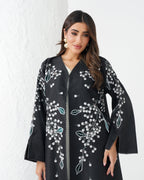 R180 Black Classic Designer Abaya Set Abaya for Women UAE – Abaya – Rutba Fashion Abaya