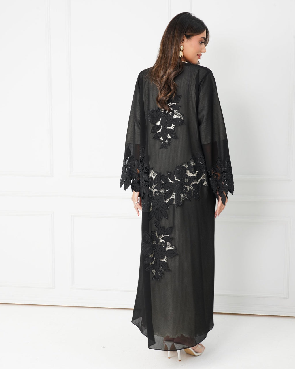 R184 Black elegant Dantel Abaya Set Abaya for Women UAE – Abaya – Rutba Fashion Abaya