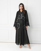 R184 Black elegant Dantel Abaya Set Abaya for Women UAE – Abaya – Rutba Fashion Abaya
