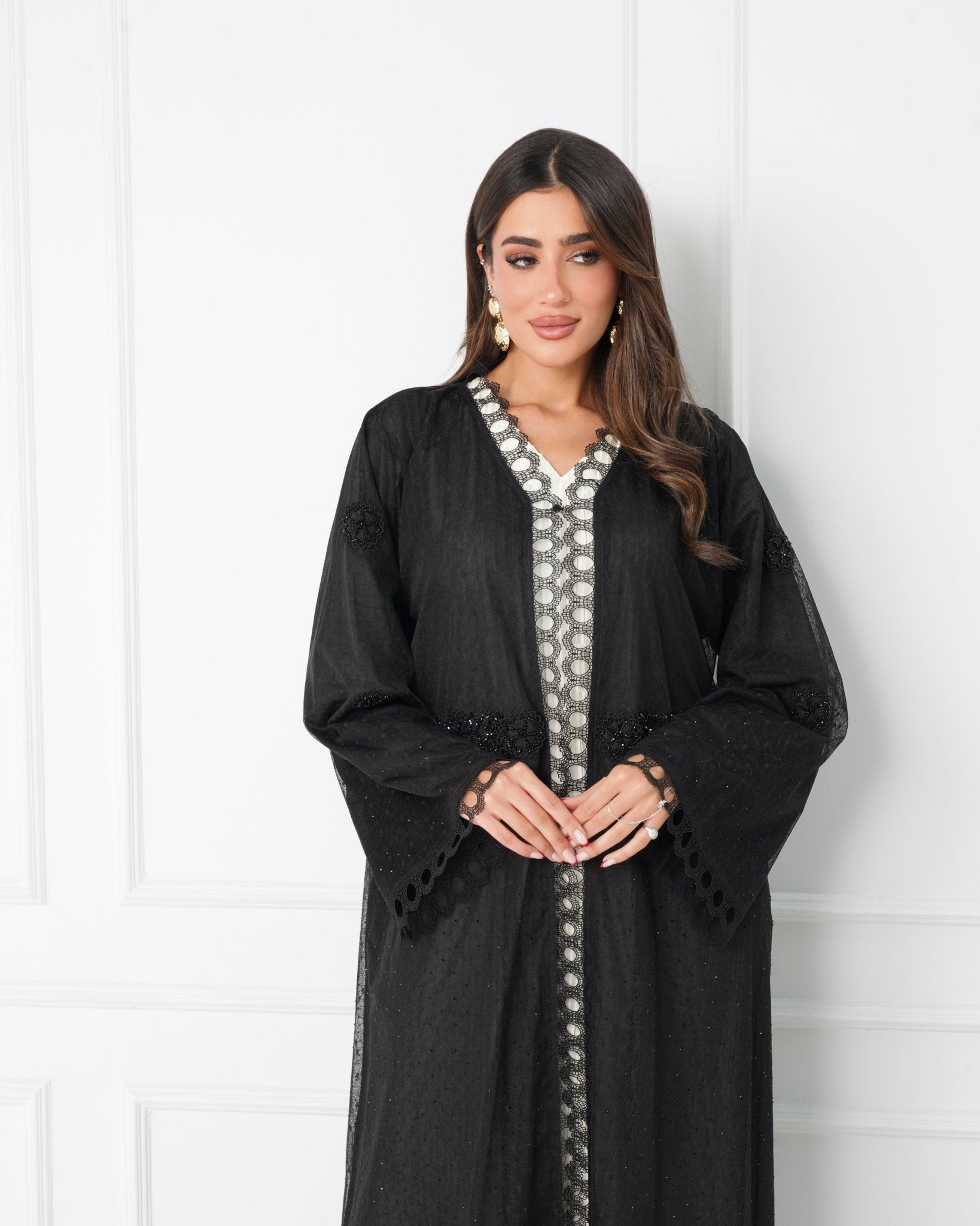 R186 Black Summer collection Abaya Set Abaya for Women UAE – Abaya – Rutba Fashion Abaya