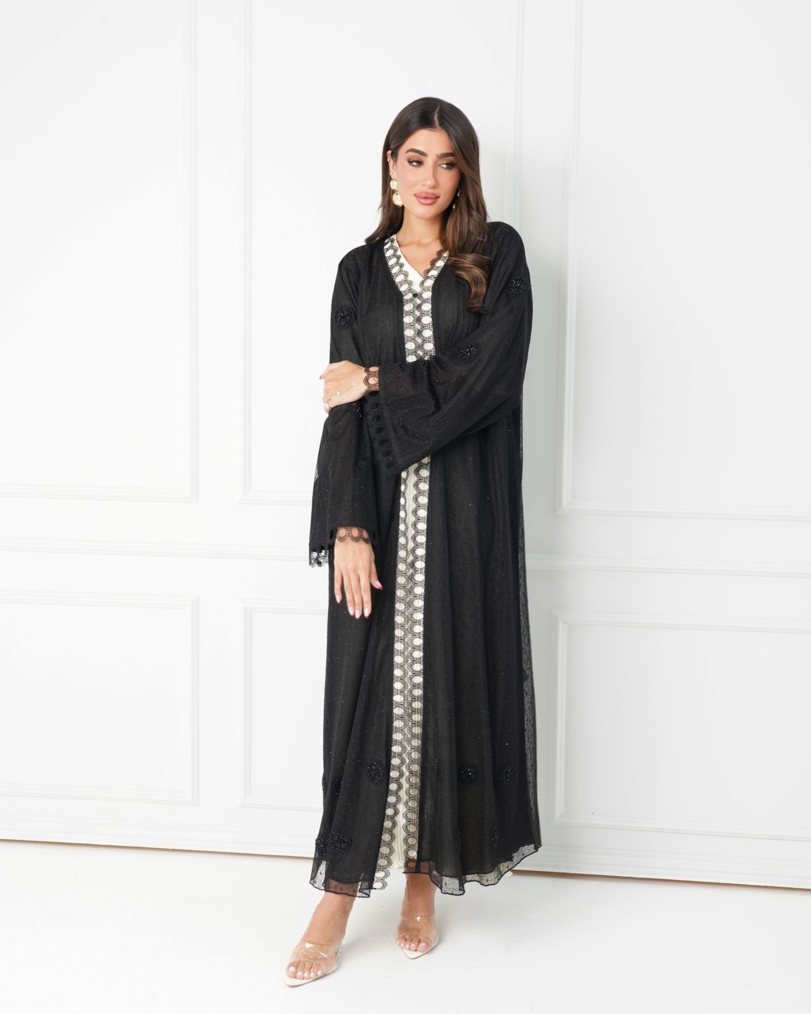 R186 Black Summer collection Abaya Set Abaya for Women UAE – Abaya – Rutba Fashion Abaya