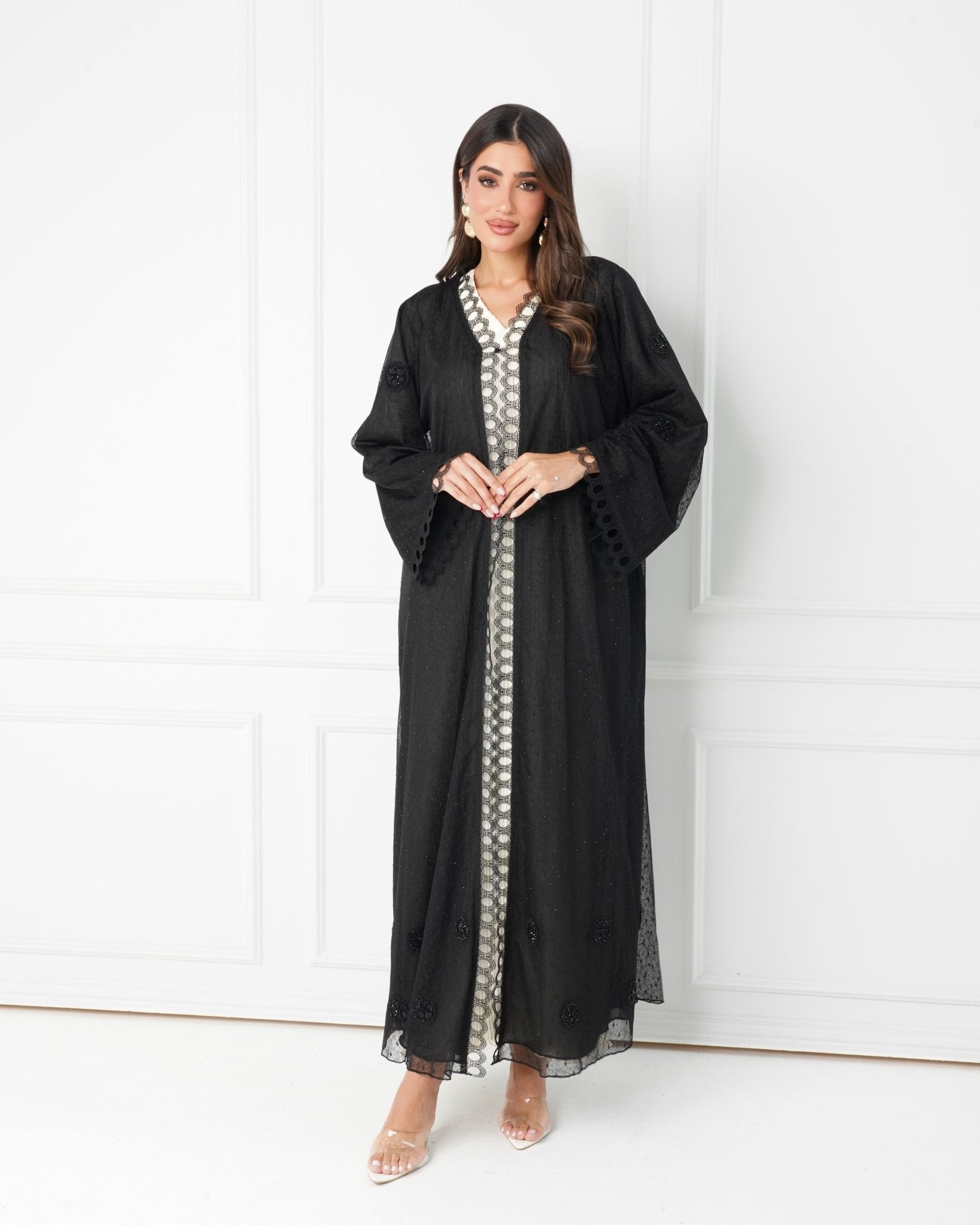 R186 Black Summer collection Abaya Set Abaya for Women UAE – Abaya – Rutba Fashion Abaya