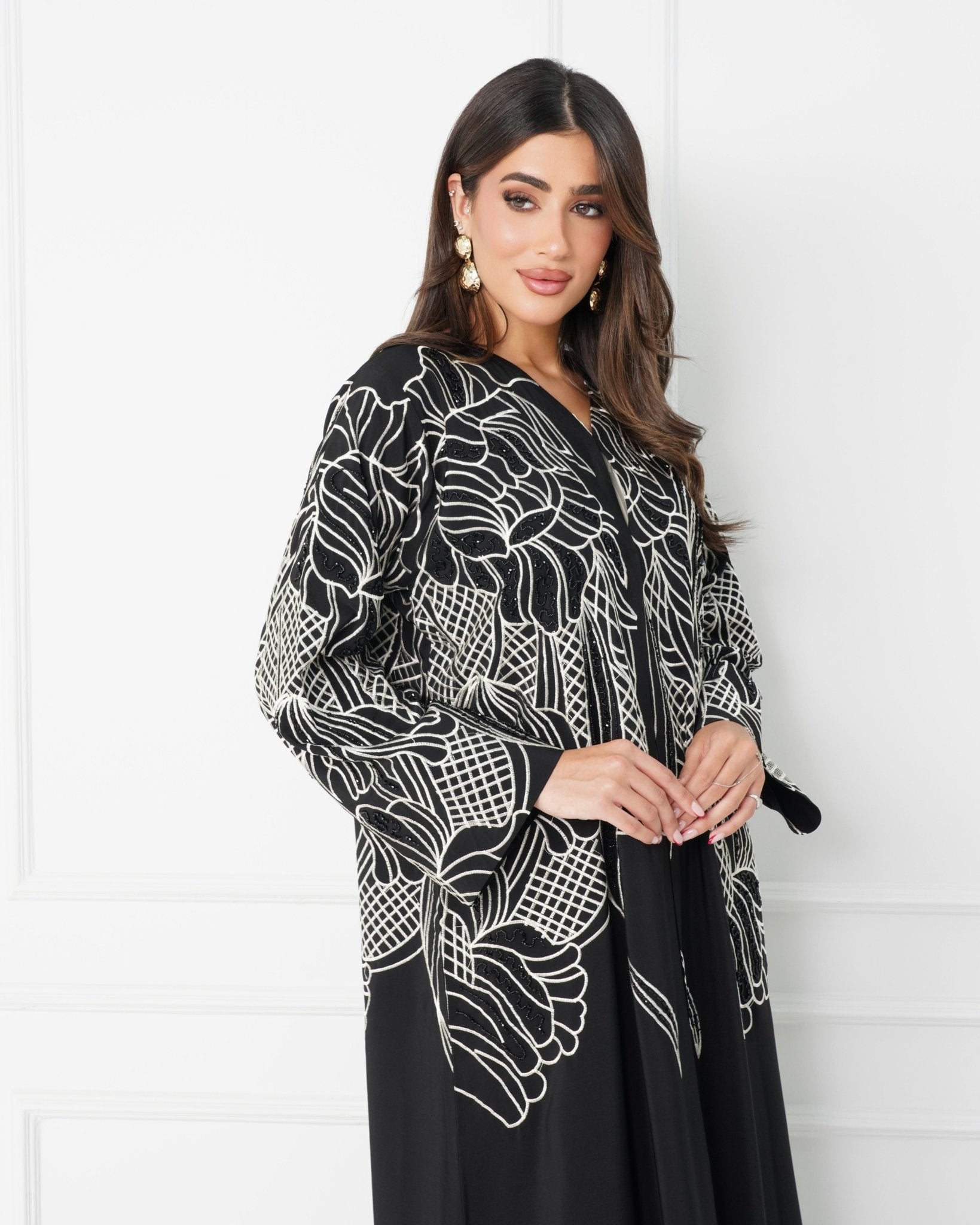 R189 Black Elegant Summer collection Abaya Set Abaya for Women UAE – Abaya – Rutba Fashion Abaya