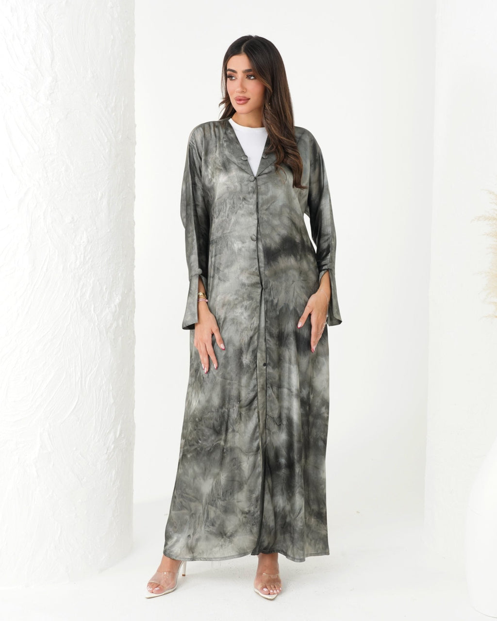 R191 Classic Grey Summer Abaya Set Abaya for Women UAE – Abaya – Rutba Fashion Abaya