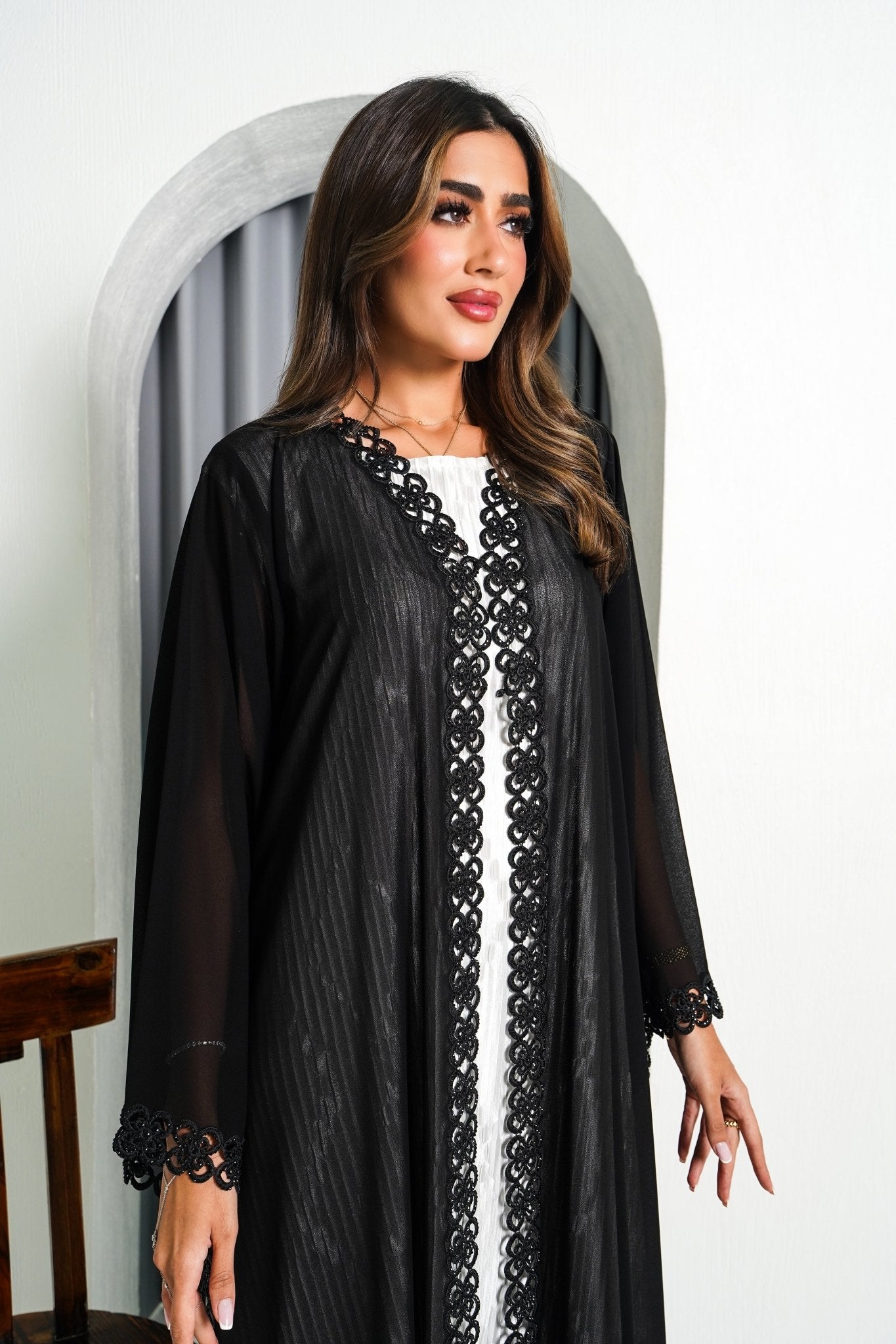 R193 Black elegant Abaya Set Abaya for Women UAE – Abaya – Rutba Fashion Abaya
