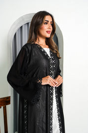 R193 Black elegant Abaya Set Abaya for Women UAE – Abaya – Rutba Fashion Abaya