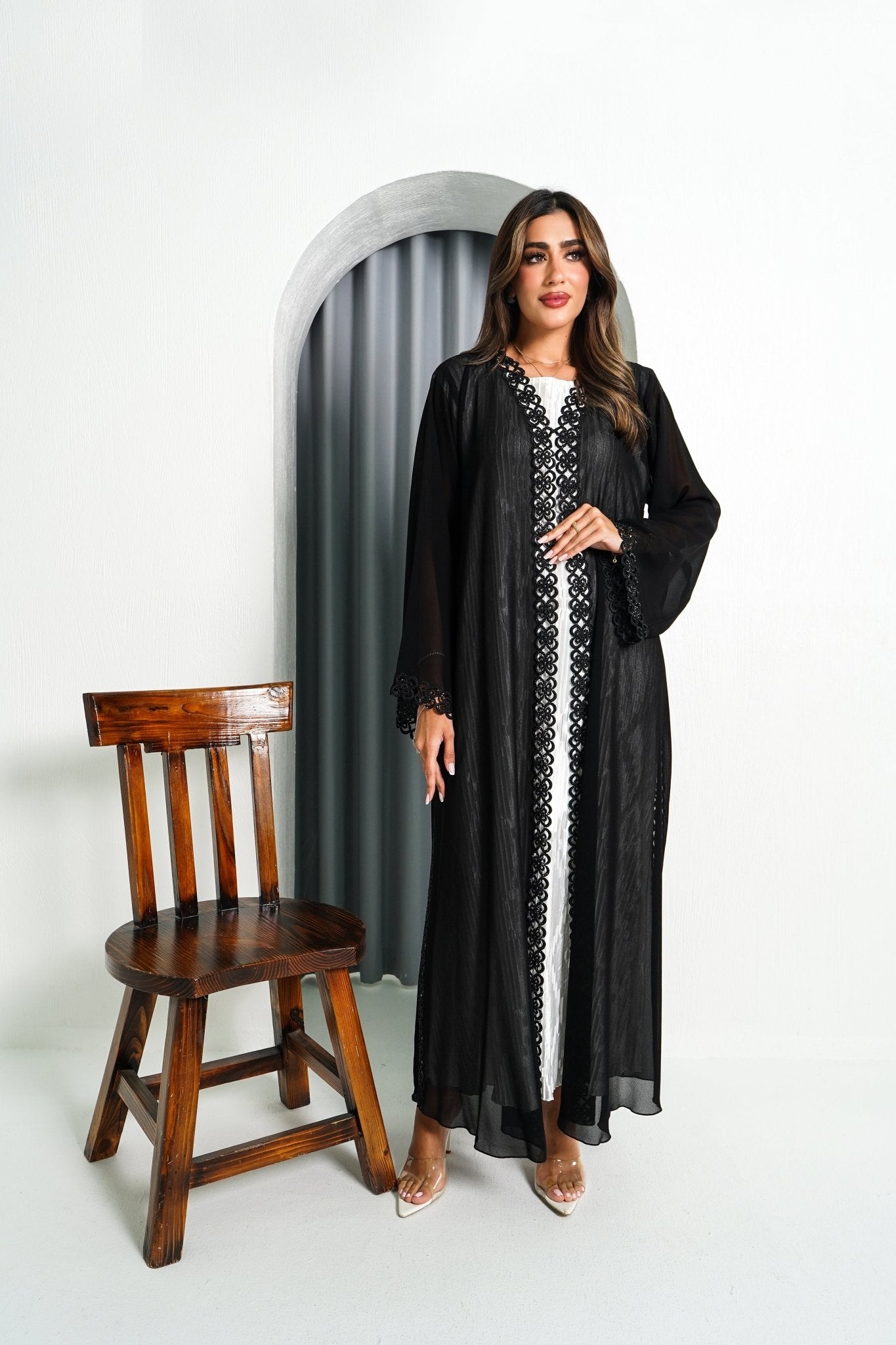 R193 Black elegant Abaya Set Abaya for Women UAE – Abaya – Rutba Fashion Abaya