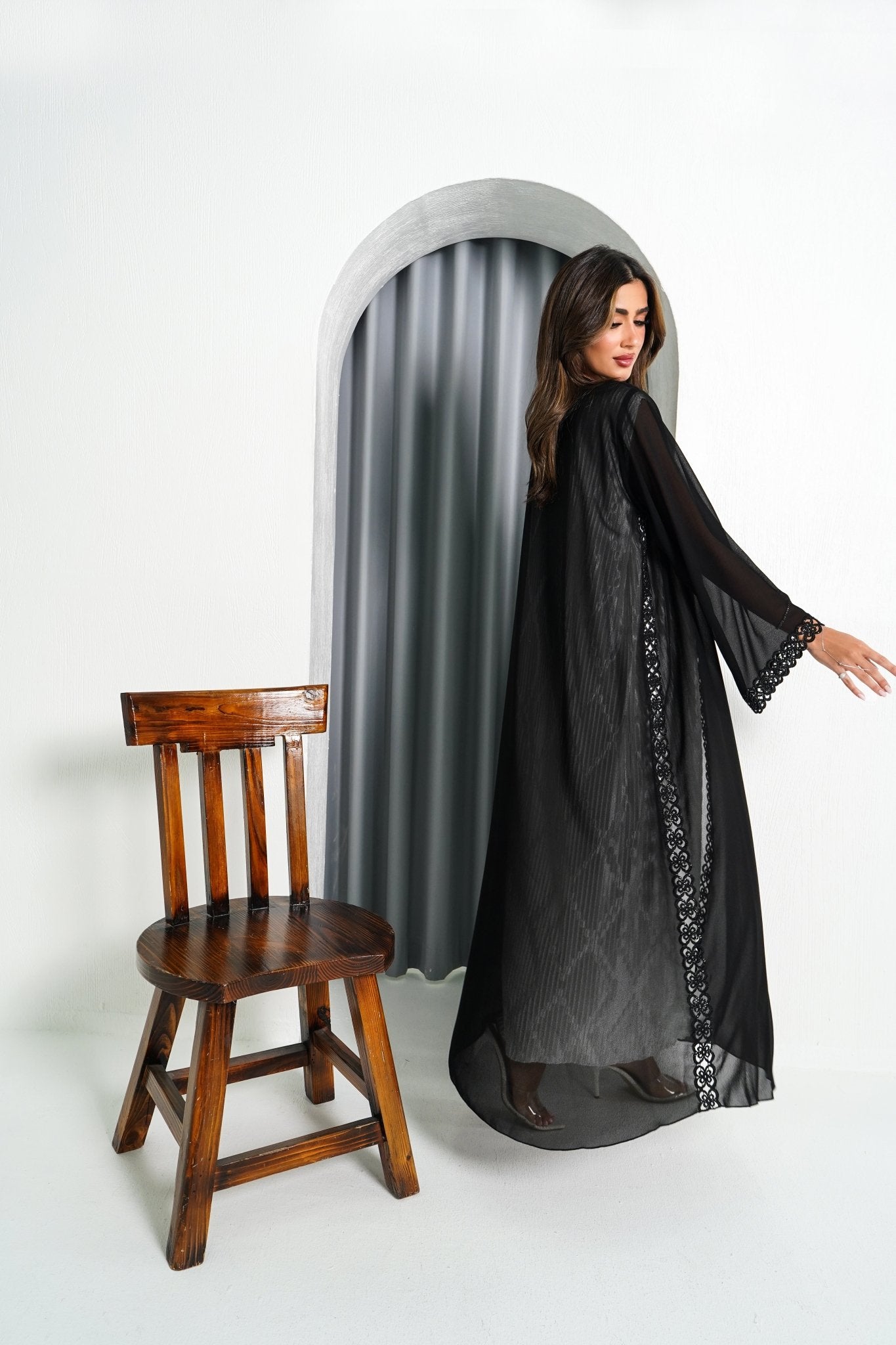 R193 Black elegant Abaya Set Abaya for Women UAE – Abaya – Rutba Fashion Abaya