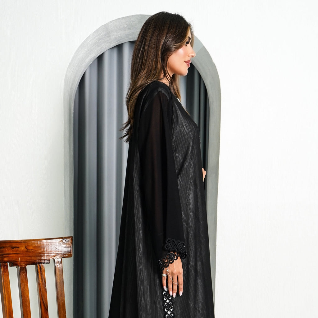 R193 Black elegant Abaya Set Abaya for Women UAE – Abaya – Rutba Fashion Abaya