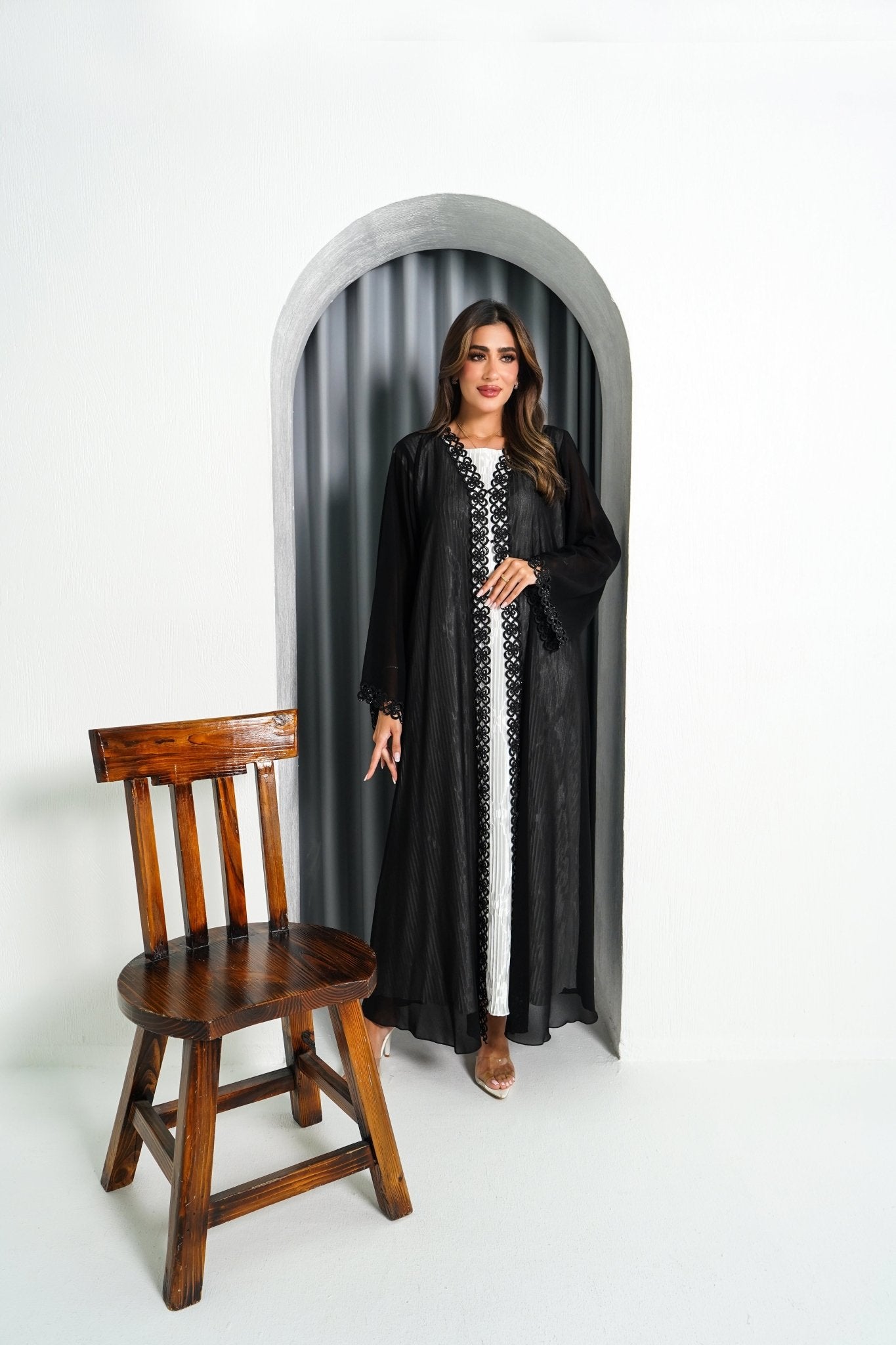 R193 Black elegant Abaya Set Abaya for Women UAE – Abaya – Rutba Fashion Abaya