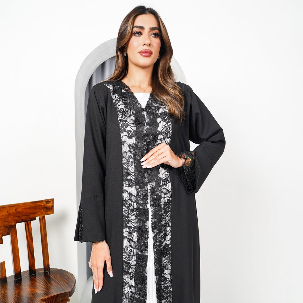 R194 Black elegant Abaya Set Abaya for Women UAE – Abaya – Rutba Fashion Abaya