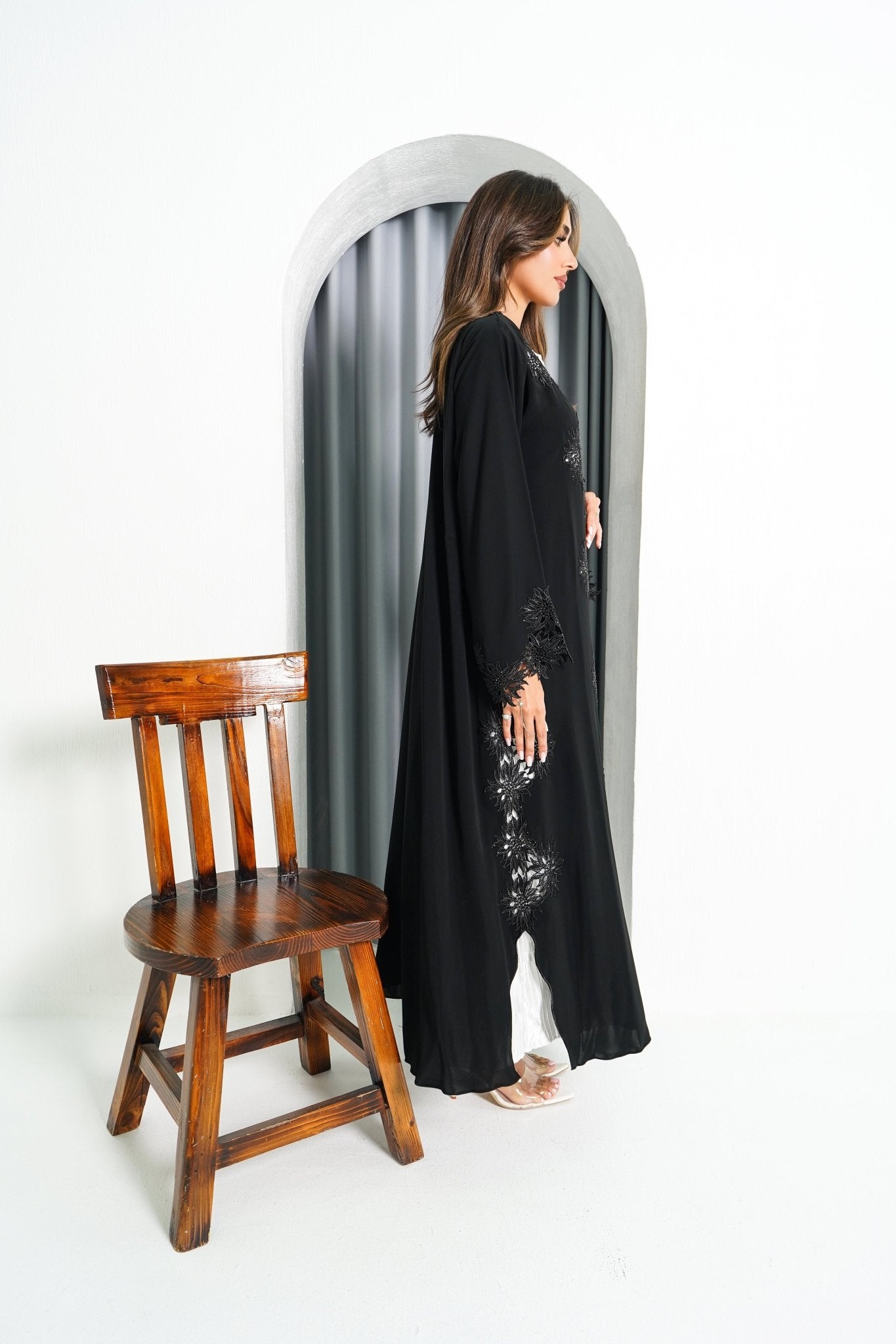 R195 Black elegant Abaya Set Abaya for Women UAE – Abaya – Rutba Fashion Abaya