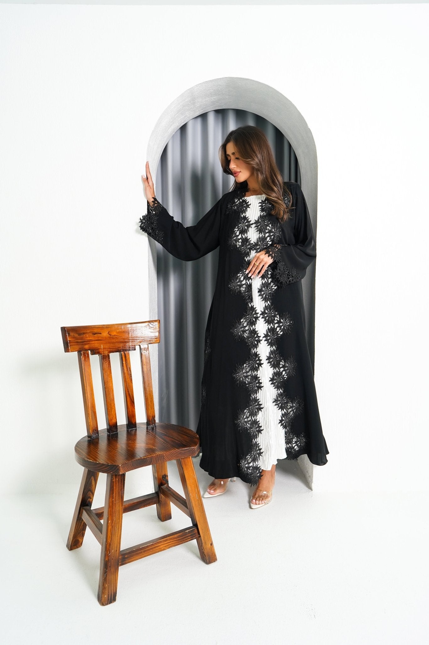 R195 Black elegant Abaya Set Abaya for Women UAE – Abaya – Rutba Fashion Abaya