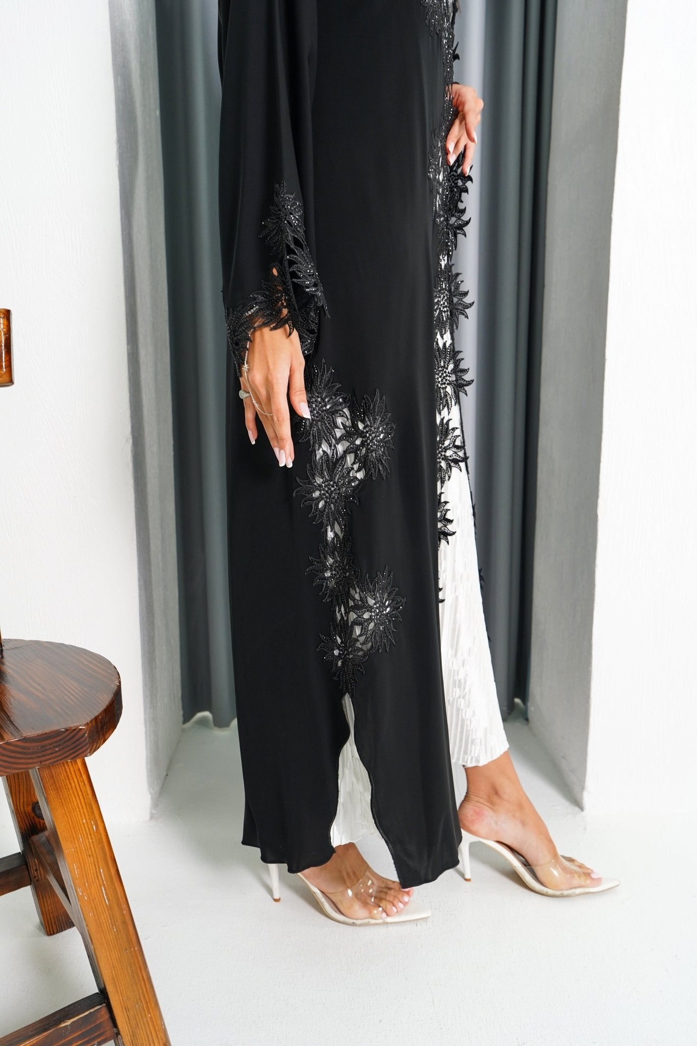 R195 Black elegant Abaya Set Abaya for Women UAE – Abaya – Rutba Fashion Abaya