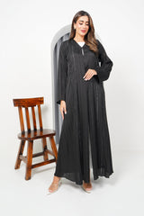 R197 Black Classic  Abaya Set