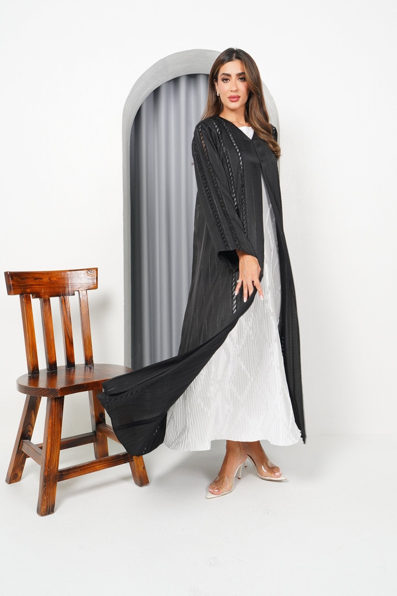 R197 Black Classic Abaya Set Abaya for Women UAE – Abaya – Rutba Fashion Abaya