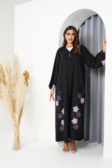 R200 Black With flower model Abaya Set