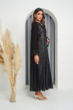 R201 Black Laser Cut Dantil Abaya Set Abaya for Women UAE – Abaya – Rutba Fashion Abaya