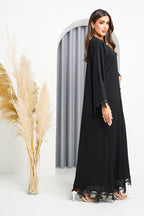 R202 Black Rope Dantil Abaya Set Abaya for Women UAE – Abaya – Rutba Fashion Abaya