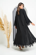 R202 Black Rope Dantil Abaya Set Abaya for Women UAE – Abaya – Rutba Fashion Abaya