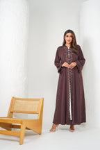 R203 Brown Laser Cut Abaya Set Abaya for Women UAE – Abaya – Rutba Fashion Abaya