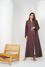 R203 Brown Laser Cut Abaya Set Abaya for Women UAE – Abaya – Rutba Fashion Abaya