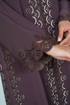 R203 Brown Laser Cut Abaya Set Abaya for Women UAE – Abaya – Rutba Fashion Abaya