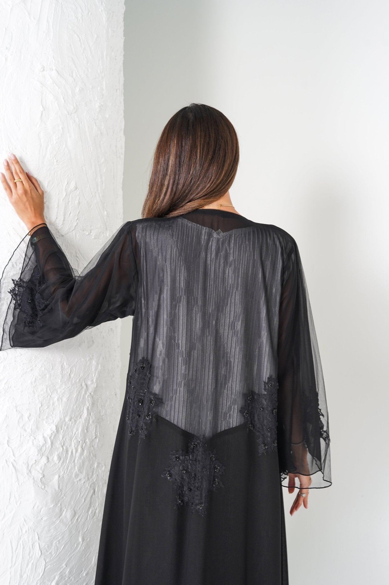 R204 Black Party Abaya Set Abaya for Women UAE – Abaya – Rutba Fashion Abaya