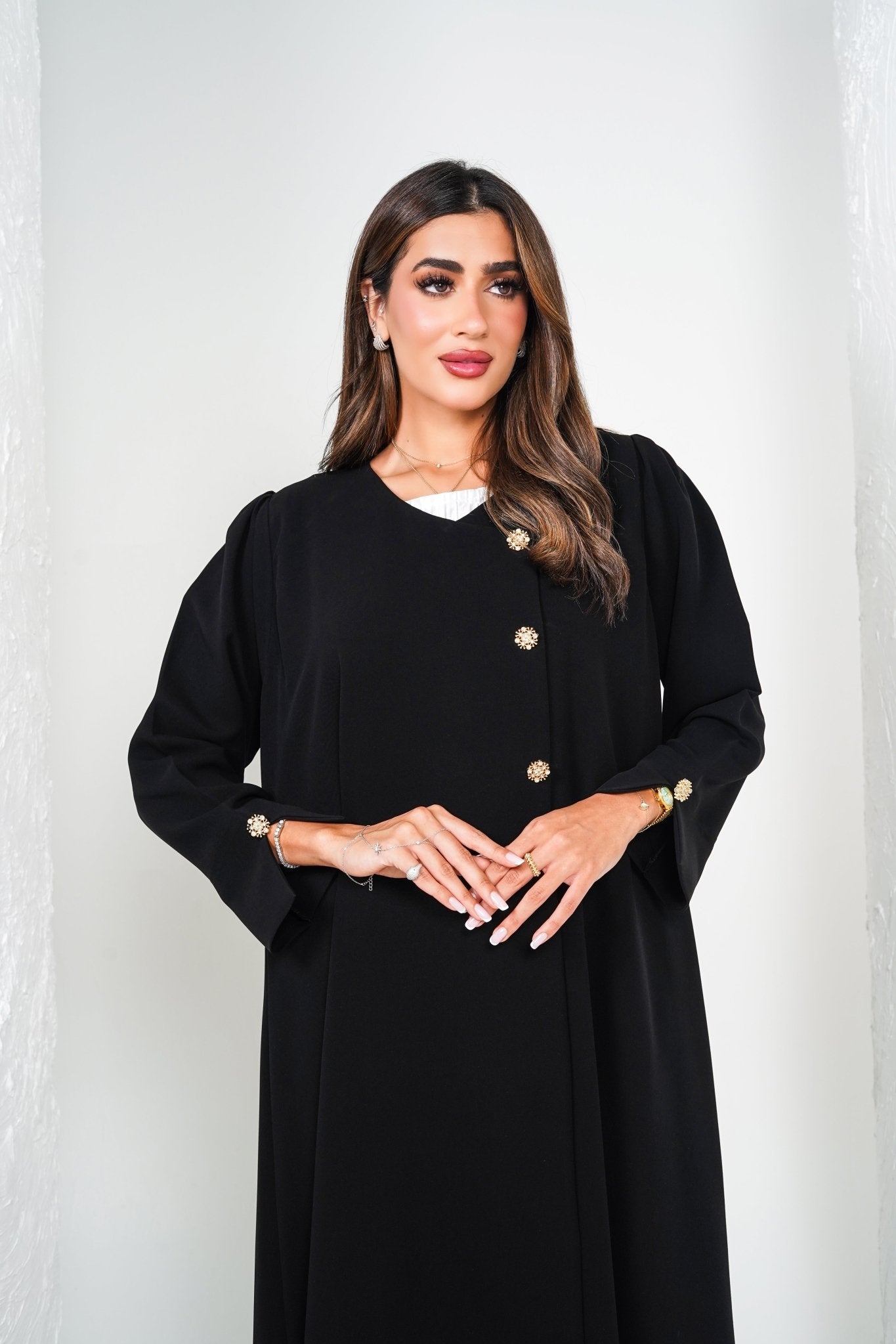 R205 Black Classic Abaya Set Abaya for Women UAE – Abaya – Rutba Fashion Abaya