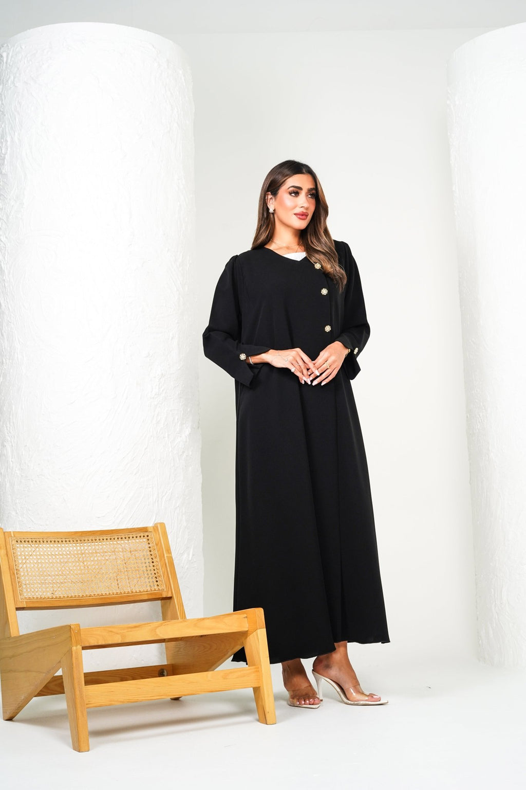 R205 Black Classic Abaya Set Abaya for Women UAE – Abaya – Rutba Fashion Abaya