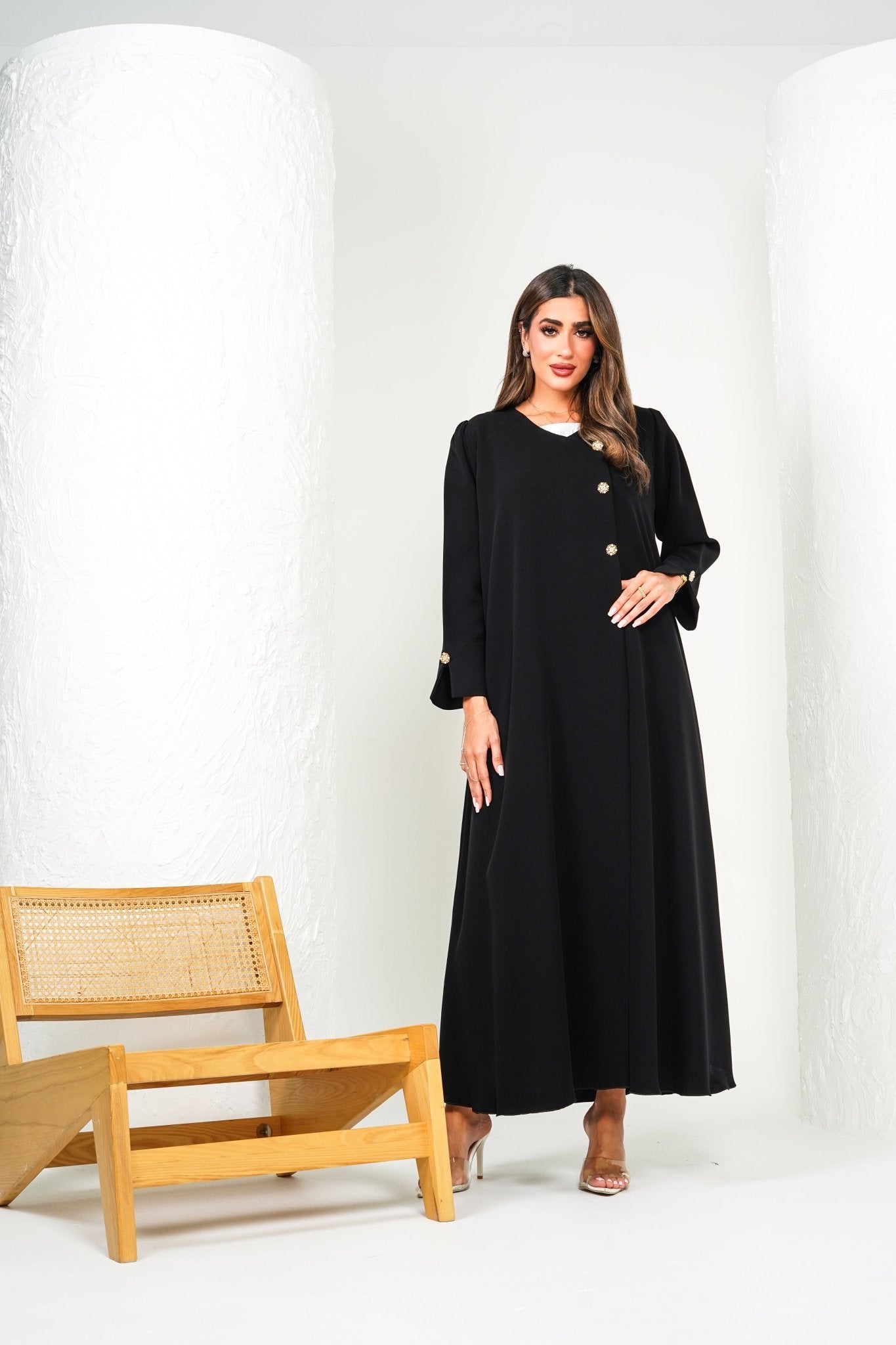 R205 Black Classic Abaya Set Abaya for Women UAE – Abaya – Rutba Fashion Abaya