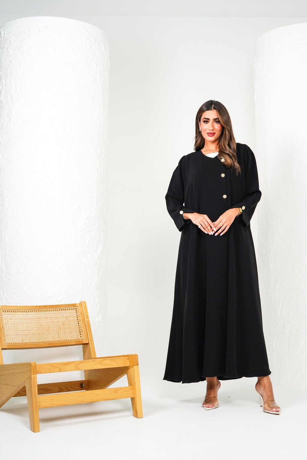 R205 Black Classic Abaya Set Abaya for Women UAE – Abaya – Rutba Fashion Abaya