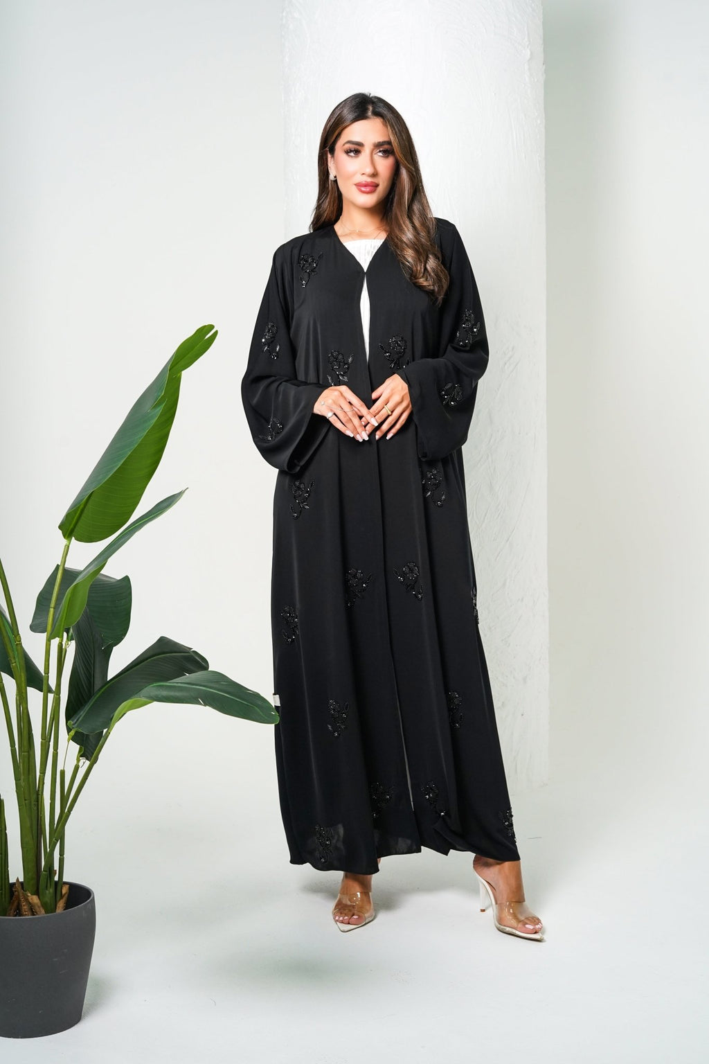 R206 Black Classic Abaya Set Abaya for Women UAE – Abaya – Rutba Fashion Abaya