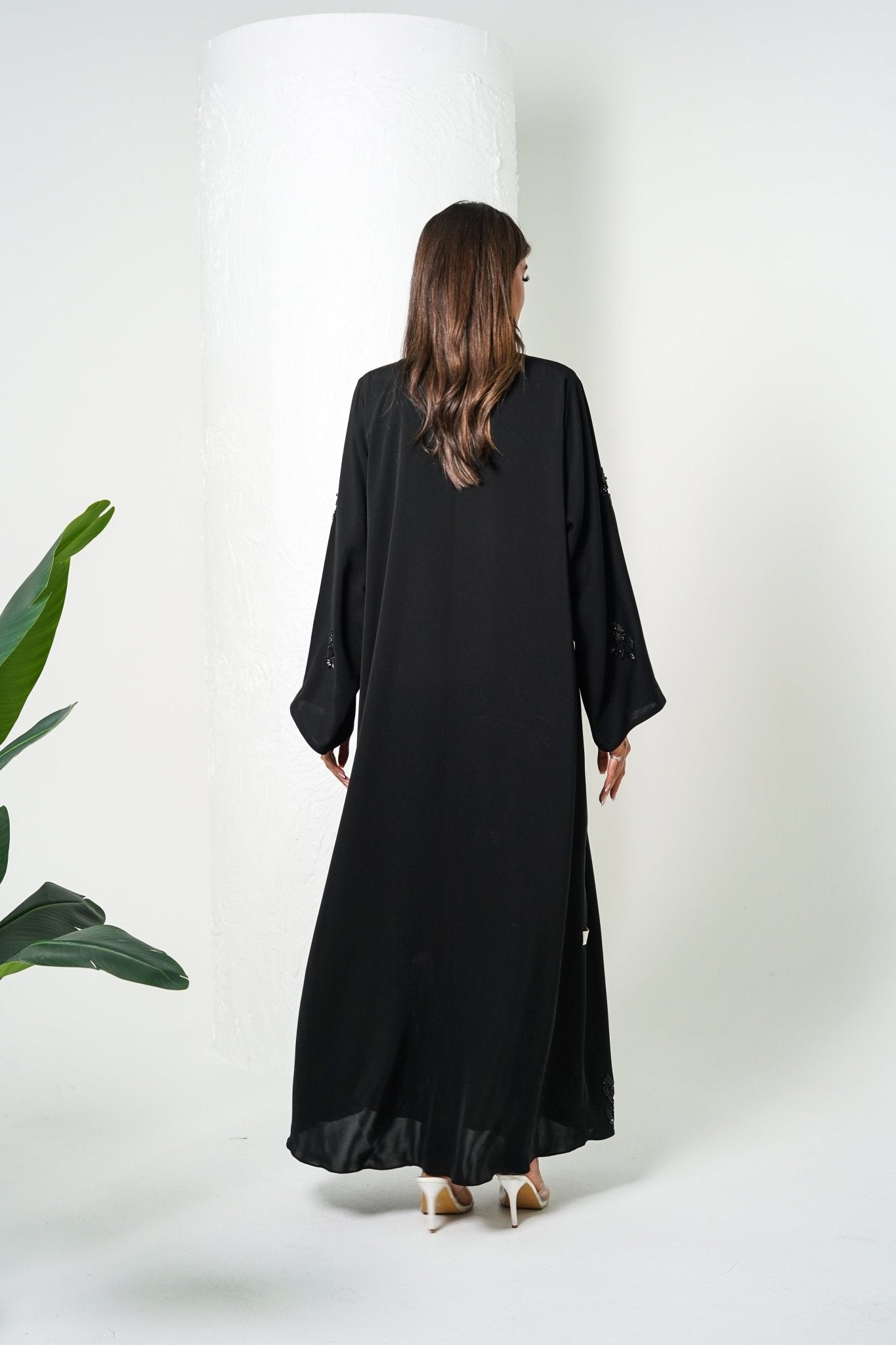 R206 Black Classic Abaya Set Abaya for Women UAE – Abaya – Rutba Fashion Abaya