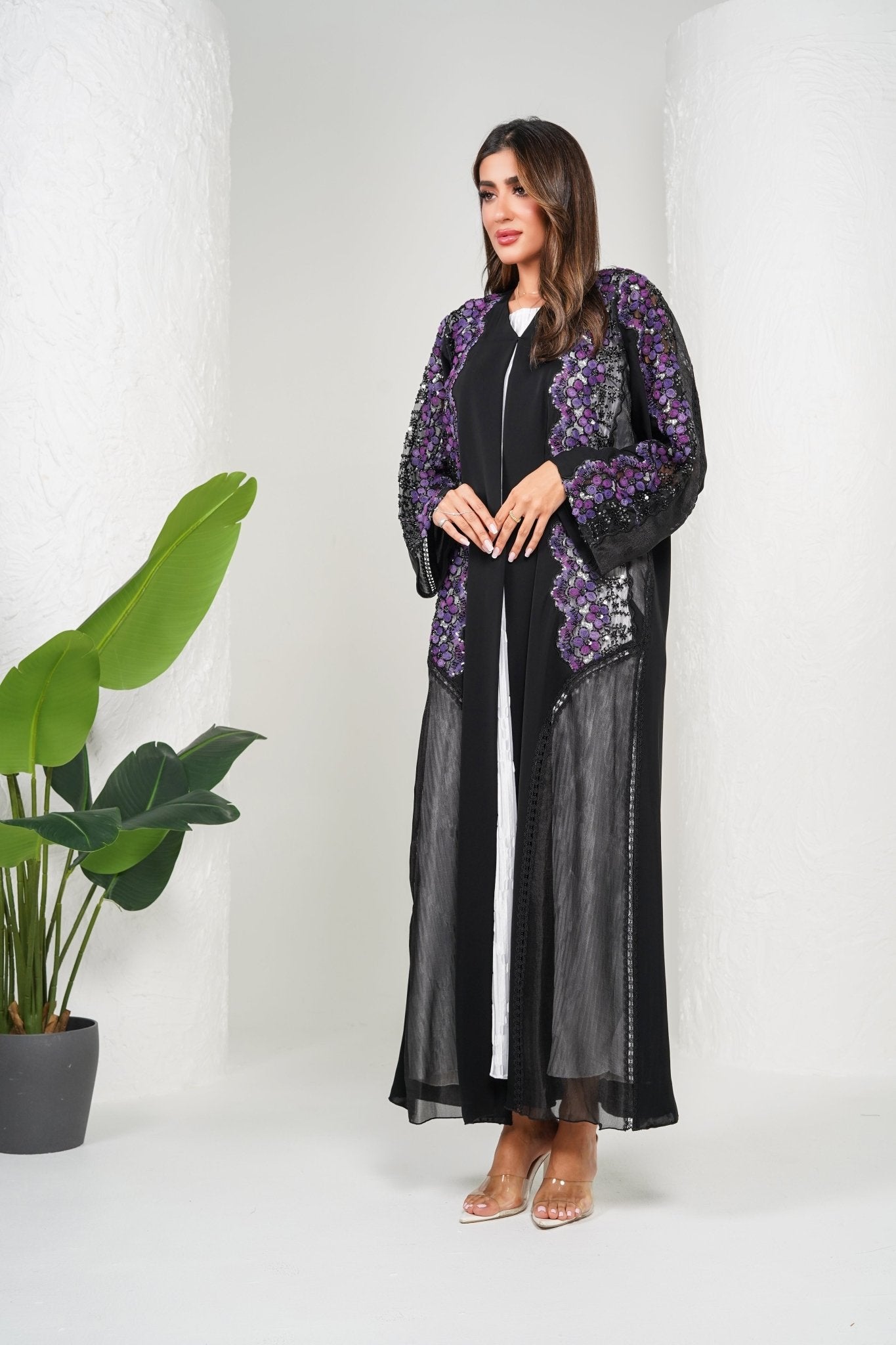 R207 Black Party Classic Abaya Set Abaya for Women UAE – Abaya – Rutba Fashion Abaya