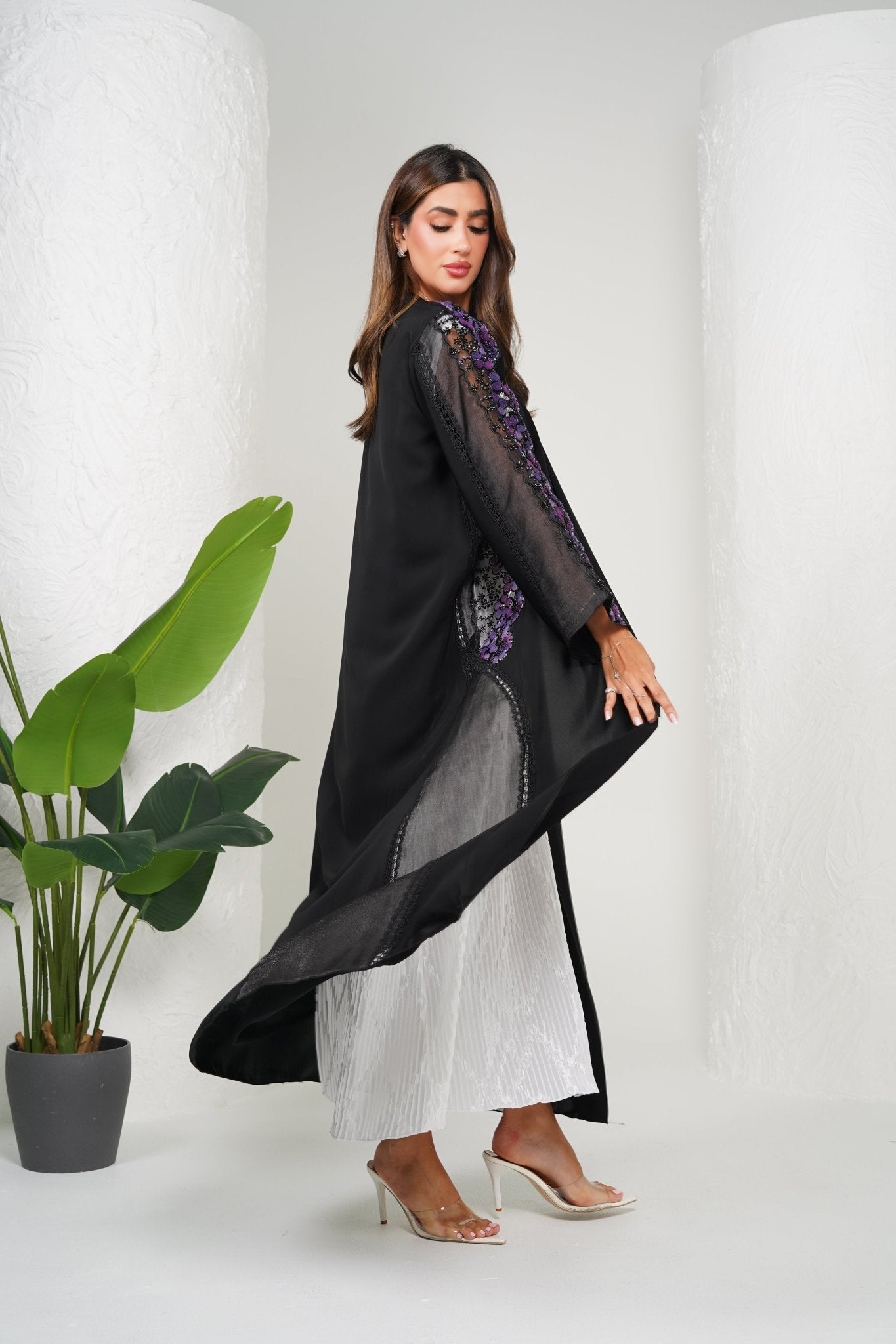 R207 Black Party Classic Abaya Set Abaya for Women UAE – Abaya – Rutba Fashion Abaya