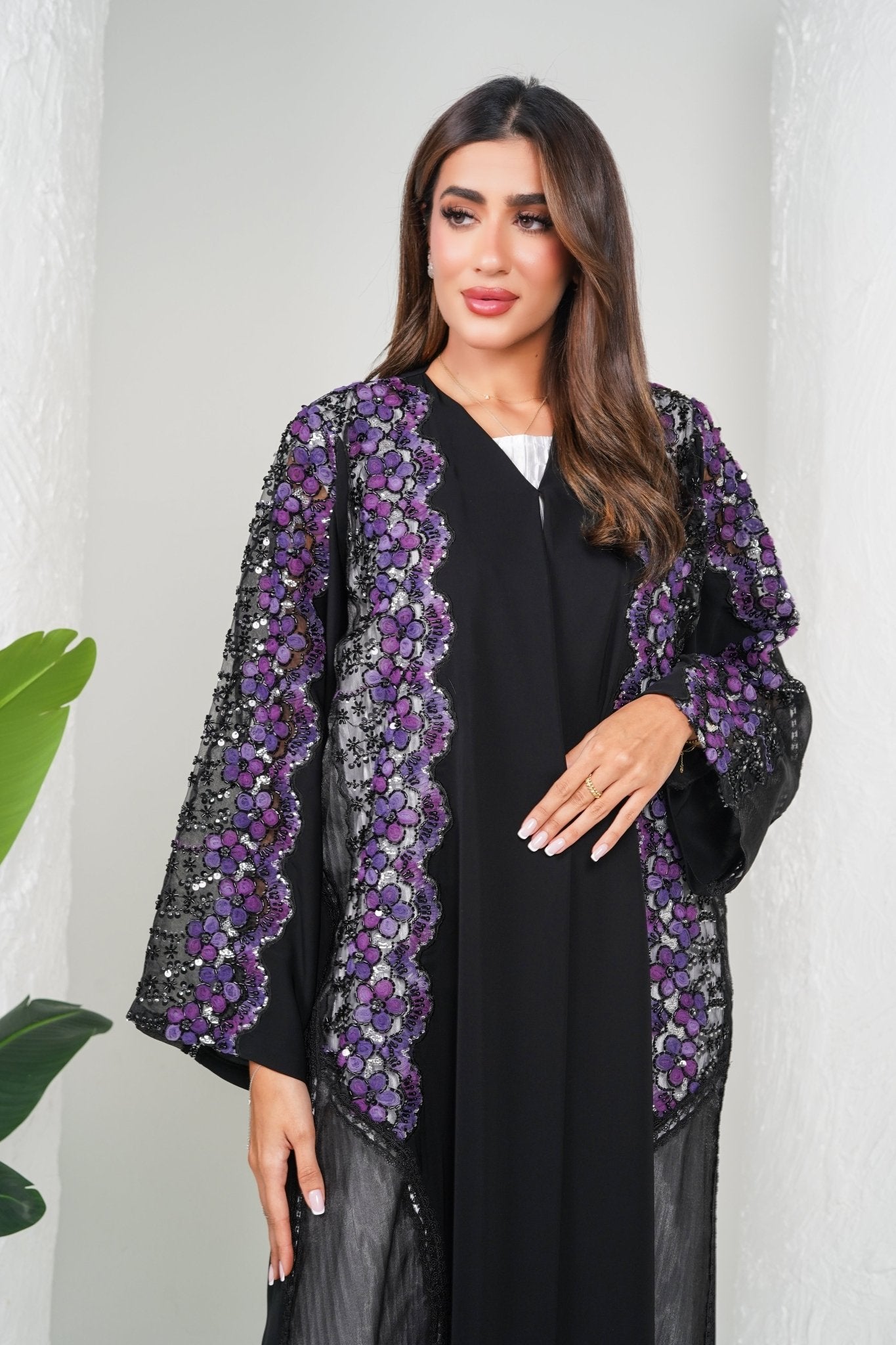 R207 Black Party Classic Abaya Set Abaya for Women UAE – Abaya – Rutba Fashion Abaya