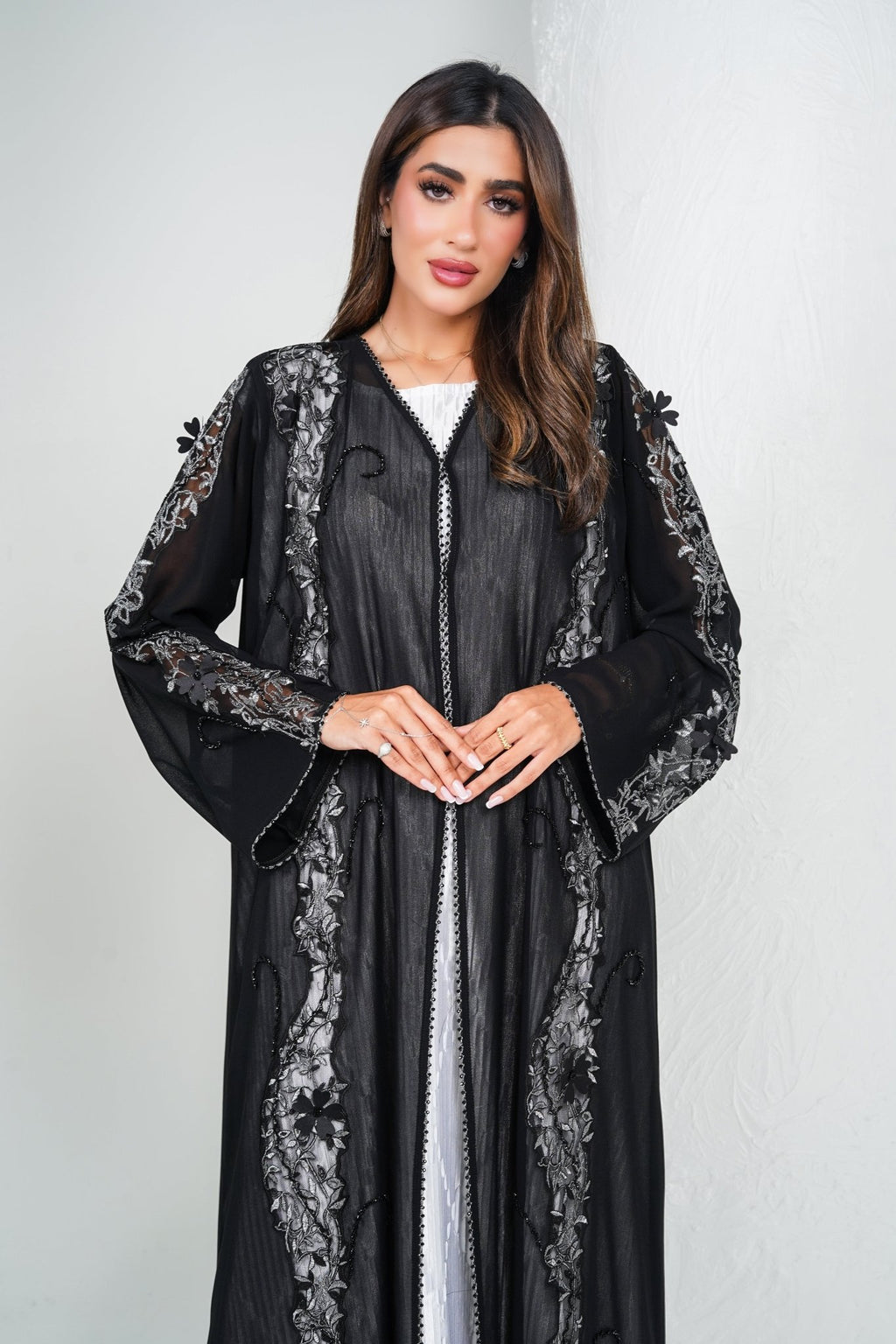 R208 Black Classic Abaya Set Abaya for Women UAE – Abaya – Rutba Fashion Abaya
