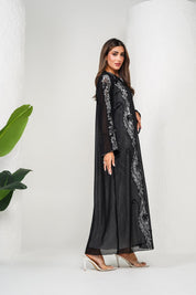 R208 Black Classic Abaya Set Abaya for Women UAE – Abaya – Rutba Fashion Abaya