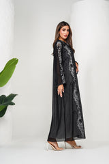 R208 Black Classic Abaya Set Abaya for Women UAE – Abaya – Rutba Fashion Abaya