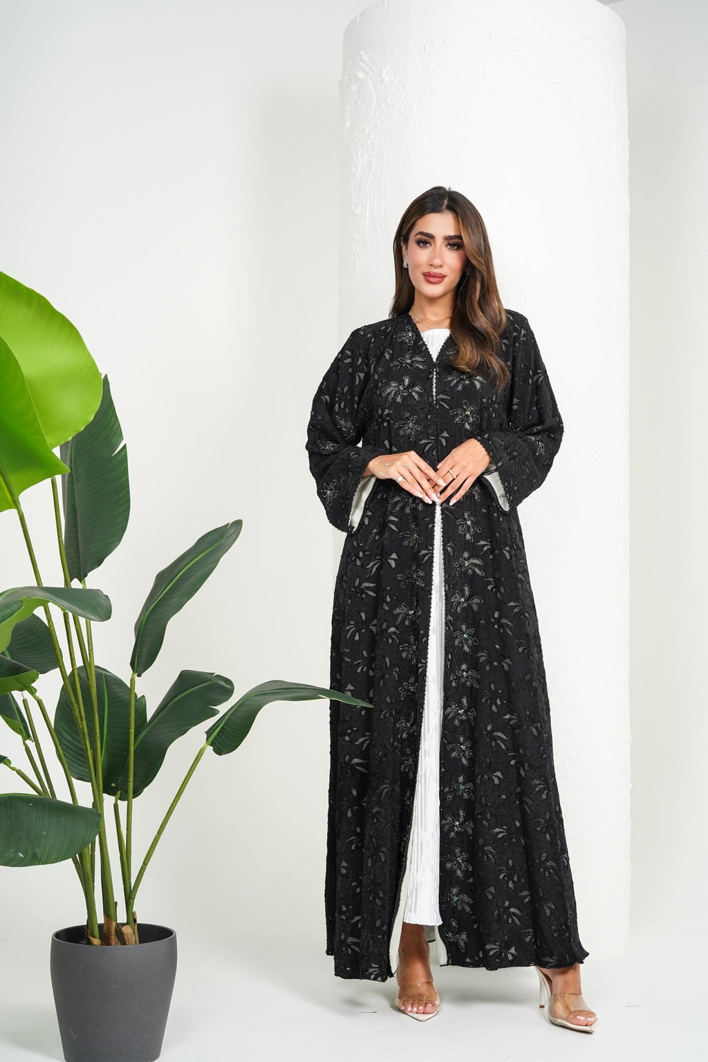 R210 Black Classic Abaya Set Abaya for Women UAE – Abaya – Rutba Fashion Abaya