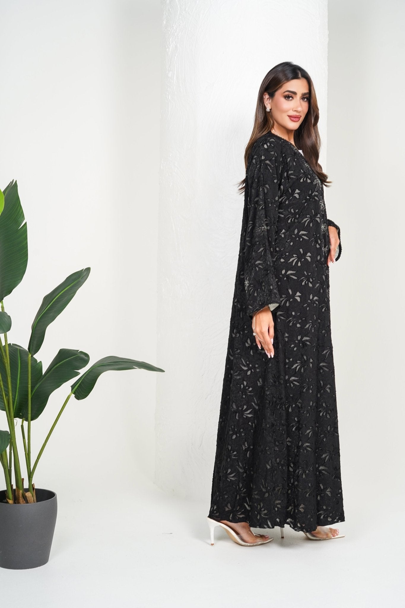 R210 Black Classic Abaya Set Abaya for Women UAE – Abaya – Rutba Fashion Abaya