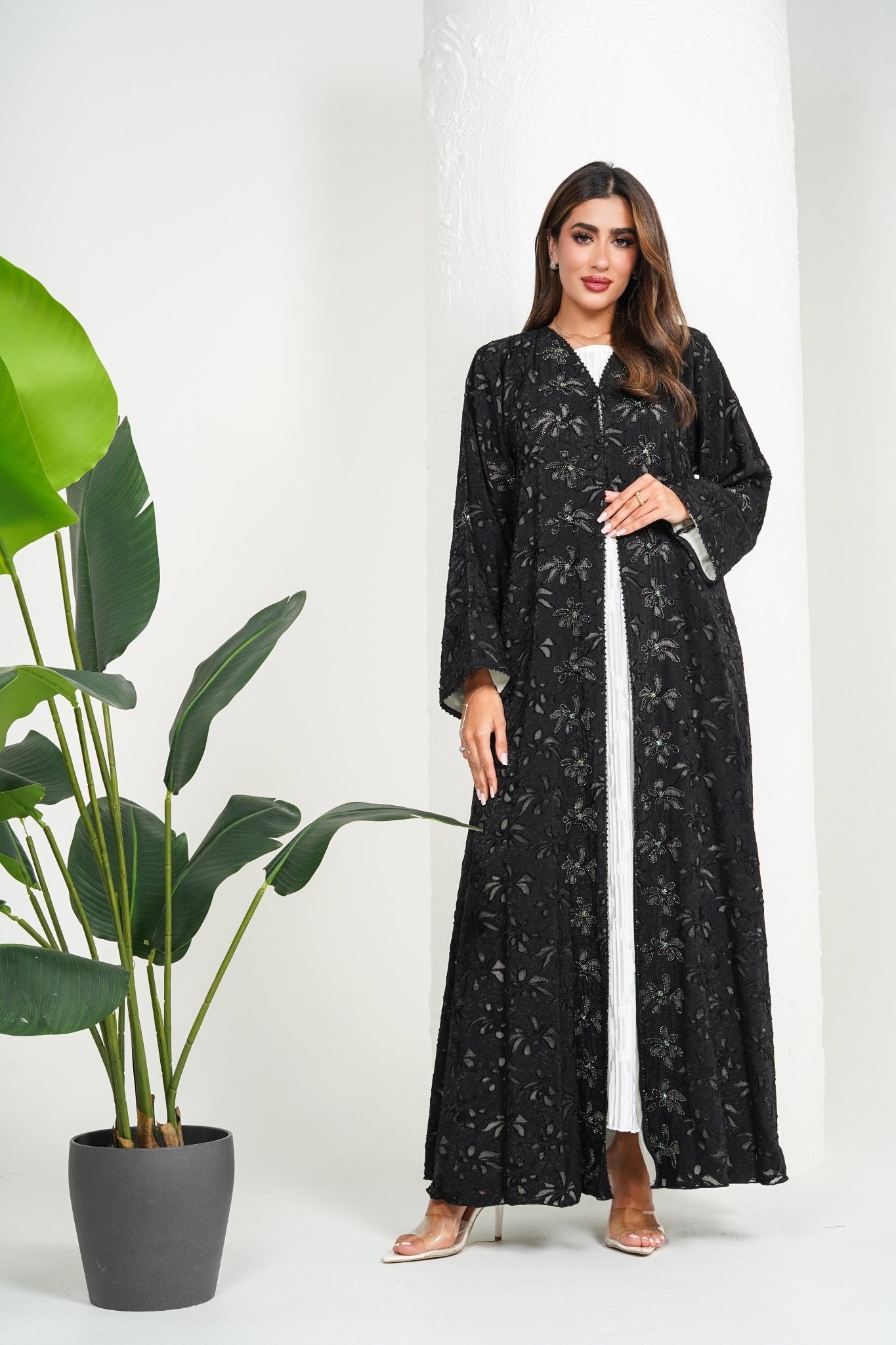 R210 Black Classic Abaya Set Abaya for Women UAE – Abaya – Rutba Fashion Abaya
